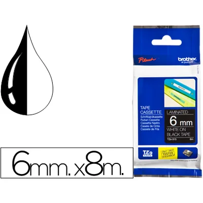 BROTHER Cinta Brother TZE315 Negro-blanco 6MM Longitud 8 M