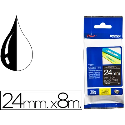 BROTHER Cinta Brother TZE-355 Negro-blanco 24MM Longitud 8 M