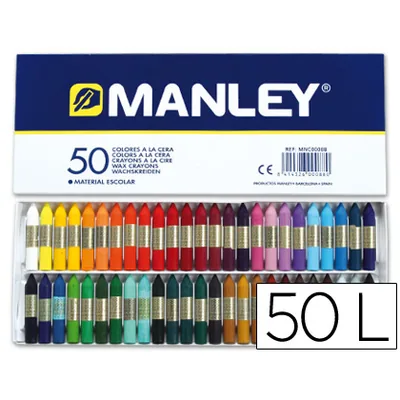 MANLEY Lapices Cera Manley Caja de 50 Unidades Colores Surtidos