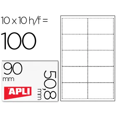 APLI Tarjeta de Visita Apli Microperforada 200 G Acabado Mate 90X50,8MM Impresora Ink-jet y Laser
