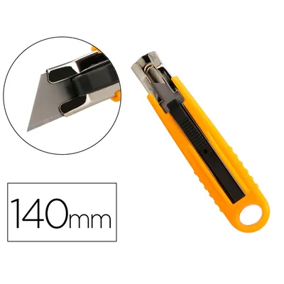 Q-CONNECT Cuter Q-Connect Plastico Ancho de Seguridad Retractil y con Asa para Colgar Cuchilla 18 MM XD-123 Blister 1 Unidad