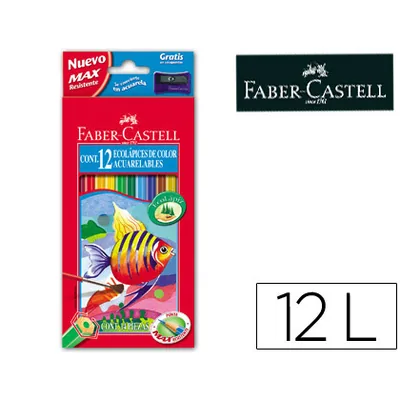 FABER CASTELL Lapices de Colores Faber Castell Acuarelables Caja de 12 Unidades Colores Surtidos