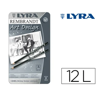 LYRA Lapices de Grafito Lyra Rembrand Art Design Caja de 12 Graduaciones 6B-5B-4B-3B 2B-B-HB-F-H-2H-3H-4H