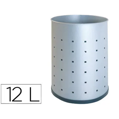 SIE Papelera Metalica 101-R Plateada Pintada Perforada 315X215 MM