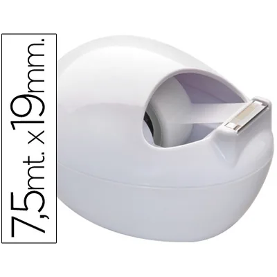 SCOTCH Portarrollo Sobremesa Scotch Color Blanco C-36 Karim de 7,5 M X 19 MM Incluye Rollo de Cinta Adhesiva Magic
