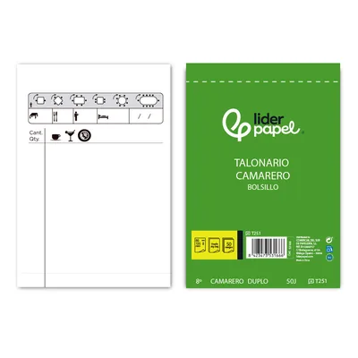 LIDERPAPEL Talonario Liderpapel Camarero Bolsillo Original y Copia T251 Zig Zag