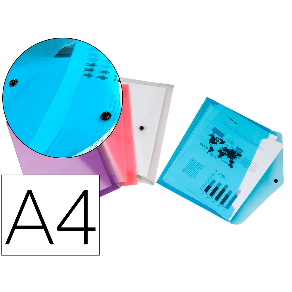 Carpeta Liderpapel Dossier Broche Polipropileno DIN A4 Pack de 4 Colores Surtidos