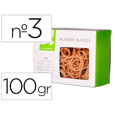 Q-CONNECT Gomillas Elasticas Q-Connect 100 GR Numero 3 30 X 2 MM