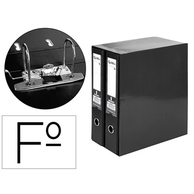 LIDERPAPEL Modulo Liderpapel 2 Archivadores Folio 2 Anillas Mecanismo de Palanca 75MM Negro