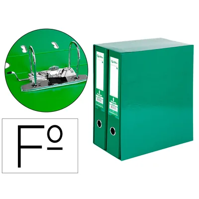 LIDERPAPEL Modulo Liderpapel 2 Archivadores Folio 2 Anillas Mecanismo de Palanca 75MM Verde