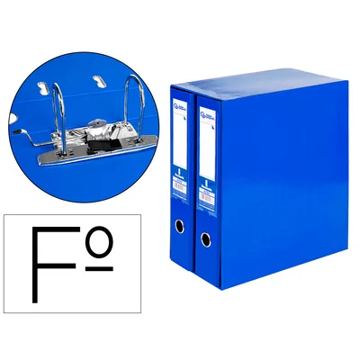 LIDERPAPEL Modulo Liderpapel 2 Archivadores Folio 2 Anillas Mecanismo de Palanca 75MM Azul