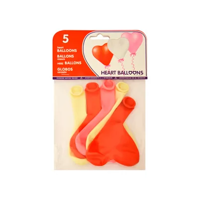 BLANCA Globo 100% Latex Biodegradable con Forma Corazon Bolsa de 5 Unidades