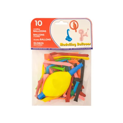 BLANCA Globo 100% Latex Biodegradable para Modelar + Inflador Bolsa de 10 Unidades