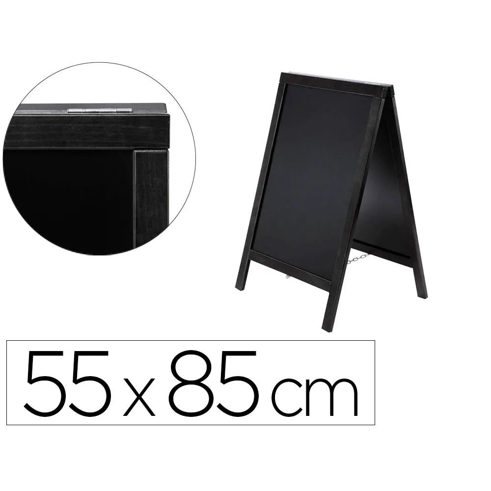 Pizarra Negra Liderpapel Caballete Doble Cara de Madera con Superficie para Rotuladores Tipo Tiza 55X85 CM