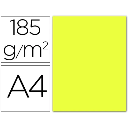 Cartulina Guarro DIN A4 Amarillo Limon 185 GR Paquete 50 Hojas