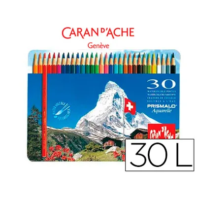 CARAN D' ACHE Lapices de Colores Caran D'ache Acuarelables Caja Metalica de 30 Colores Surtidos