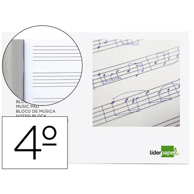 LIDERPAPEL Bloc Musica Liderpapel Pentagrama 5MM Cuarto 20 Hojas 100G/M2 Grapado