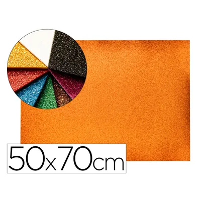 LIDERPAPEL Goma Eva con Purpurina Biodegradable Liderpapel 50X70CM 60G/M2 Espesor 2 MM Naranja