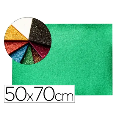 LIDERPAPEL Goma Eva con Purpurina Biodegradable Liderpapel 50X70CM 60G/M2 Espesor 2 MM Verde