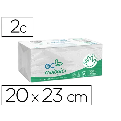 GOMA-CAMPS Toalla de Papel Mano Engarzada Ecologica Xtrasec 20X23 CM 2 Capas Paquete con 196 Unidades