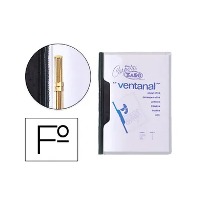 SARO Carpeta Dossier Fastener Plastico Saro Folio con Ventana Color Negro