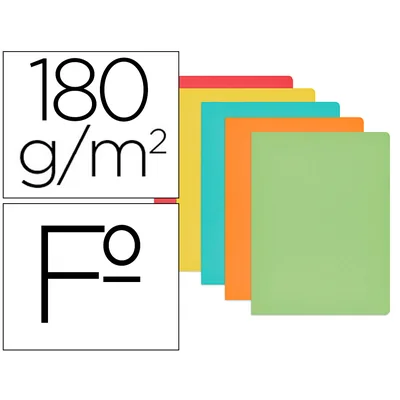 GIO Subcarpeta Cartulina Gio Folio Colores Surtidos 180 GR/M2 Paquete de 50 Unidades