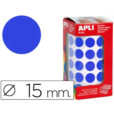 APLI Gomets Autoadhesivos Circulares 15 MM Azul en Rollo con 2832 Unidades