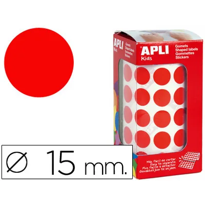 APLI Gomets Autoadhesivos Circulares 15 MM Rojo Rollo de 2832 Unidades