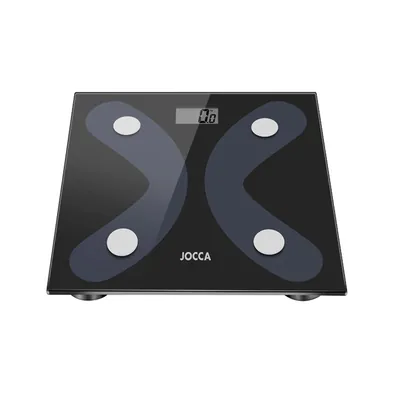 JOCCA Bascula Inteligente Jocca de Vidrio Templado con Bluetooth Mide Peso Grasa Agua Hasta 8 Usuarios Capacidad Hasta 180 KG