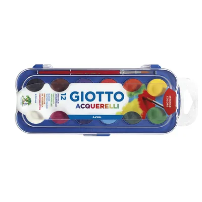 GIOTTO Acuarela Giotto 12 Colores con Pincel Estuche de Plastico