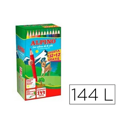 ALPINO Lapices de Colores Alpino School Pack de 132 + 12 Unidades Obsequio Colores Surtidos