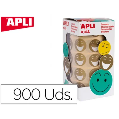 APLI Gomets Apli Autoadhesivo Smile Oro Cara Feliz Rollo de 900 Unidades