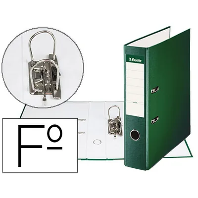 ESSELTE Archivador de Palanca Esselte Carton Forrado Pvc Folio Lomo de 75 MM con Rado Verde