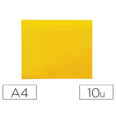 DJOIS Funda Djois Magnetica DIN A4 Horizontal Identificacion Palets y Estanterias Amarillo Pack de 10 Unidades