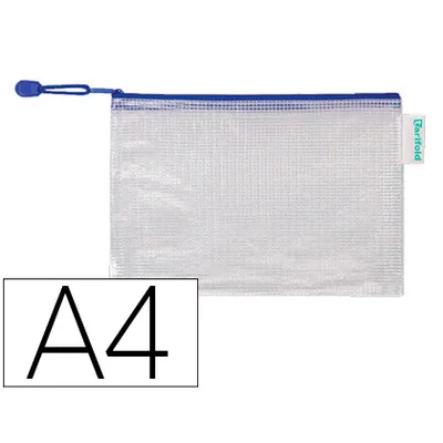 DJOIS Bolsa Multiusos Djois Pvc DIN A4 Apertura Superior con Cremallera Portaboligrafo y Correa Azul