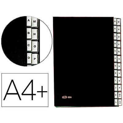 PARDO Carpeta Clasificadora Fuelle Pardo Carton Compacto Folio 24 Departamentos Visor Doble Personalizables Color Negro