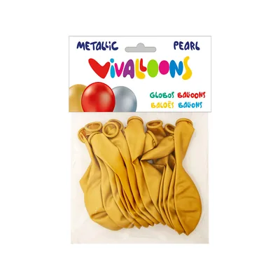 BLANCA Globo 100% Latex Biodegradable Metalizado Oro Bolsa de 15 Unidades