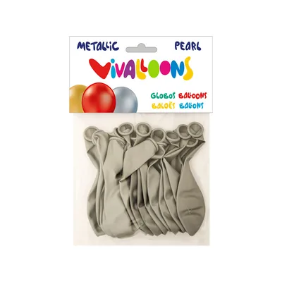 BLANCA Globo 100% Latex Biodegradable Metalizado Plata Bolsa de 15 Unidades