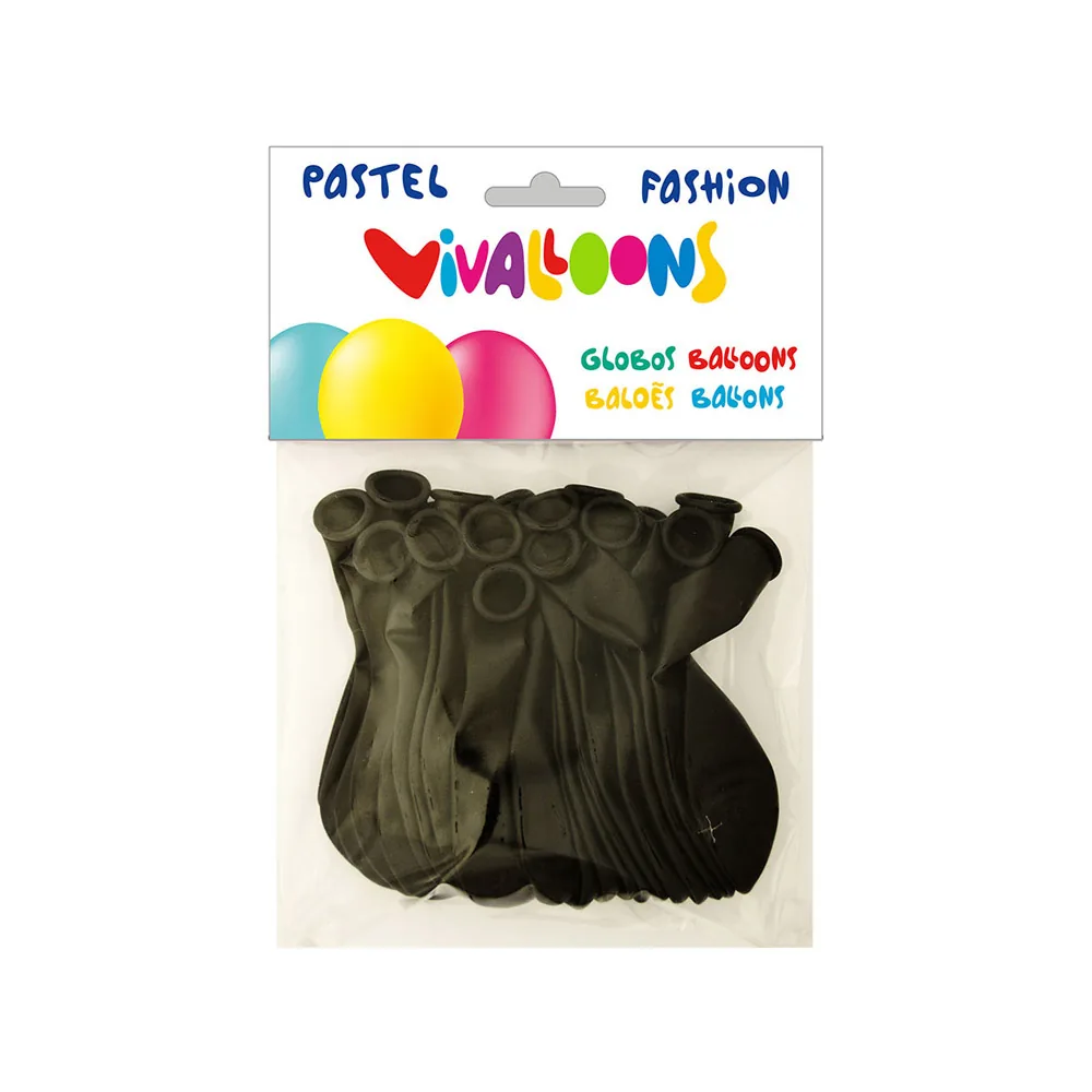 Globo 100% Latex Biodegradable Pastel Negro Bolsa de 20 Unidades