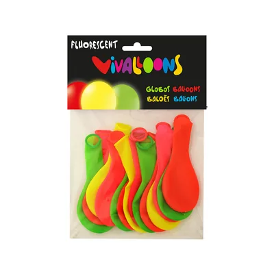 BLANCA Globo 100% Latex Biodegradable Fluorescente Bolsa de 15 Unidades Colores Surtidos