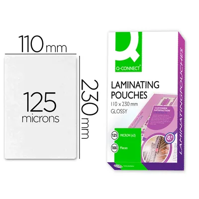 Q-CONNECT Bolsa de Plastificar Q-Connect 110 X 230 MM 125 Mc Carnet de Conducir Caja de 100 Unidades