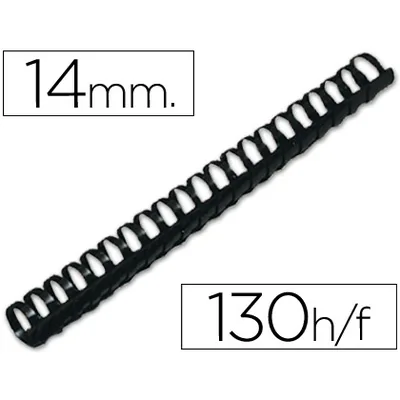 Q-CONNECT Canutillo Q-Connect Redondo 14 MM Plastico Negro Capacidad 130 Hojas Caja de 100 Unidades