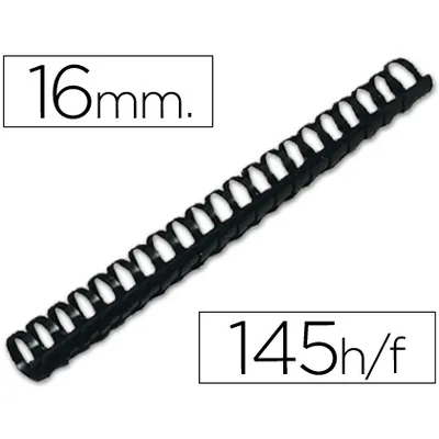 Q-CONNECT Canutillo Q-Connect Redondo 16 MM Plastico Negro Capacidad 145 Hojas Caja de 50 Unidades