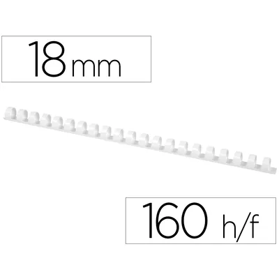 Q-CONNECT Canutillo Q-Connect Redondo 18 MM Plastico Blanco Capacidad 160 Hojas Caja de 50 Unidades