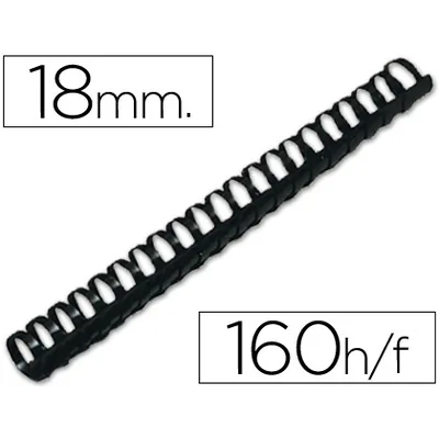 Q-CONNECT Canutillo Q-Connect Redondo 18 MM Plastico Negro Capacidad 160 Hojas Caja de 50 Unidades