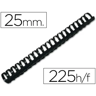 Q-CONNECT Canutillo Q-Connect Redondo 25 MM Plastico Negro Capacidad 225 Hojas Caja de 50 Unidades