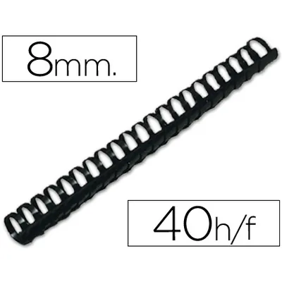 Q-CONNECT Canutillo Q-Connect Redondo 8 MM Plastico Negro Capacidad 40 Hojas Caja de 100 Unidades