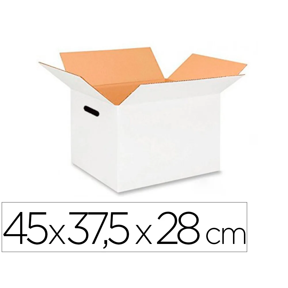 Caja para Embalar Q-Connect Americana Ultra Resistente con Asas Carton Canal Doble 7 MM Color Blanco 450X280X375 MM