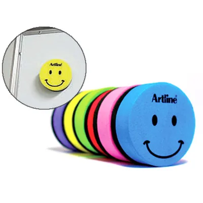 ARTLINE Borrador Artline Pizarra Blanca Redondo Magnetico Cara Smiley Colores Surtidos