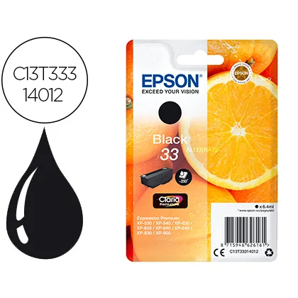 Ink-jet Epson Expression Premiun 33 T3331 XP-530 / XP-630 / XP-640 / XP-830 / XP-900 Negro 250 Pag